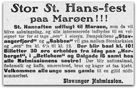 Annonse i Stavanger Aftenblad 1913.